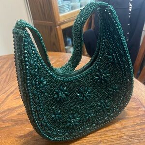 Viral TikTok Green Beaded Women's shoulder Bag made India